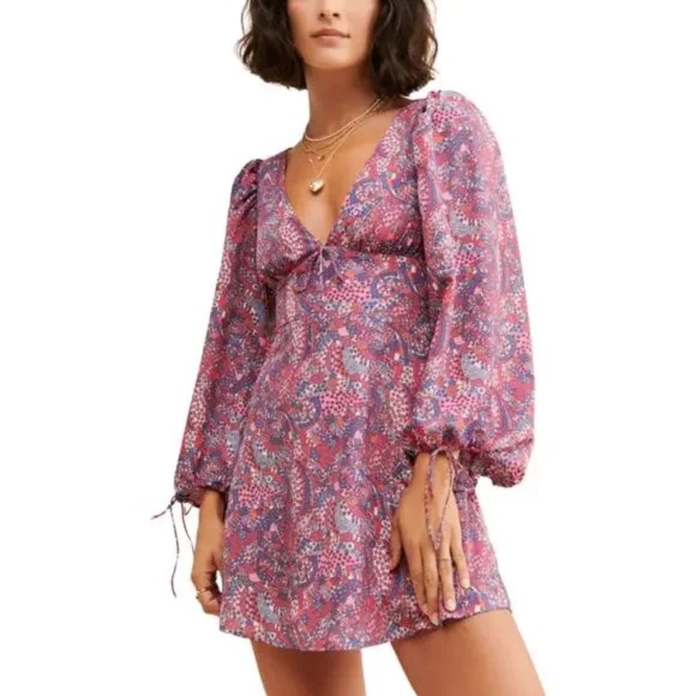 🆕For Love & Lemons Tonya Mini Dress Purple | Size M | NWT | Open Back